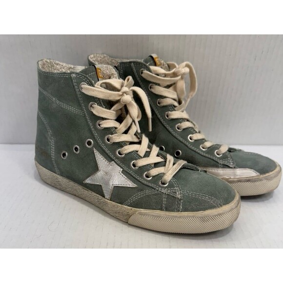 GGDB Golden Goose Francy High Top Military Green Suede Sneakers Size EU 37 US 7 - Picture 2 of 11